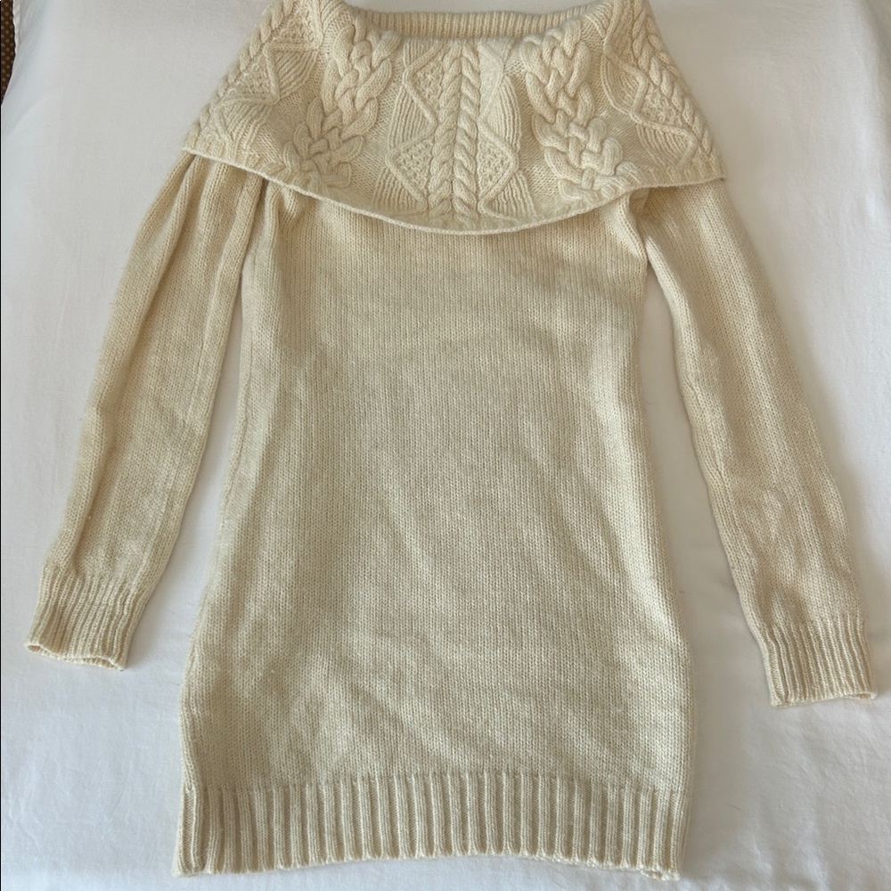 Rugby Ralph Lauren wool mohair Cream Off-Shoulder Sweater M